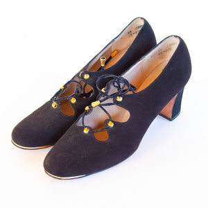 1970s Marty Fuerst Detroit Black Leather Pumps